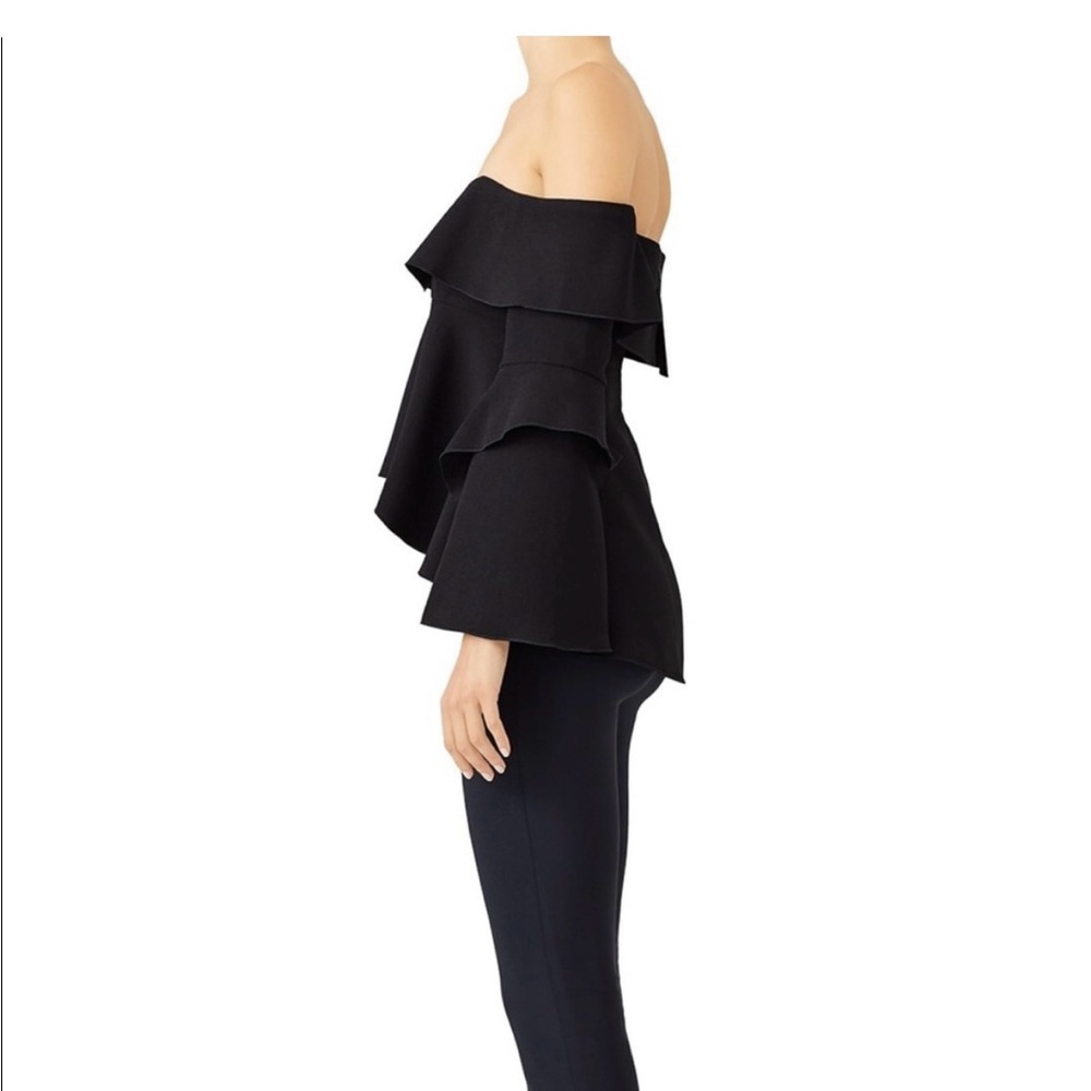 Size 6 NICHOLAS Black Off-Shoulder Ruffle Top - Picture 4 of 5
